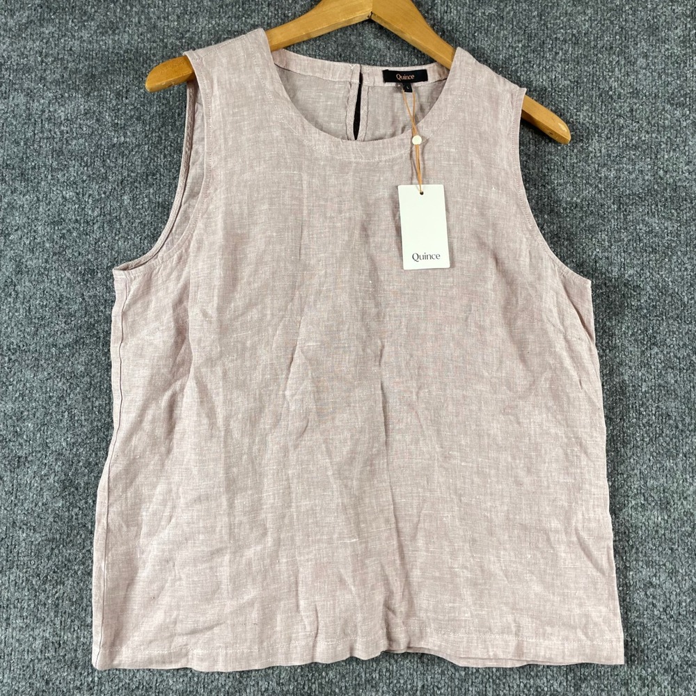 Quince Top Womens Large Pink Linen Sleeveless Shell Tank Blouse NWT